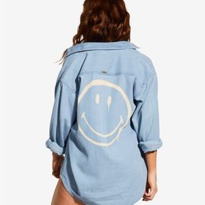 Billabong X Smiley Down the Coast Long Sleeve Button Down Shirt - Size M